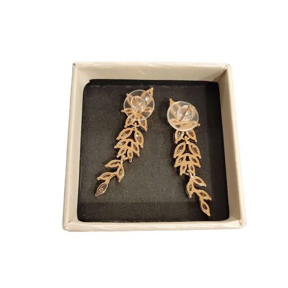 Marquise Dangle Drop Crystal Chandelier Earrings Rose Gold Cubic Zirconia - Picture 2 of 3